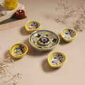 Yellow - original blue pottery ceramic diya with agarbatti