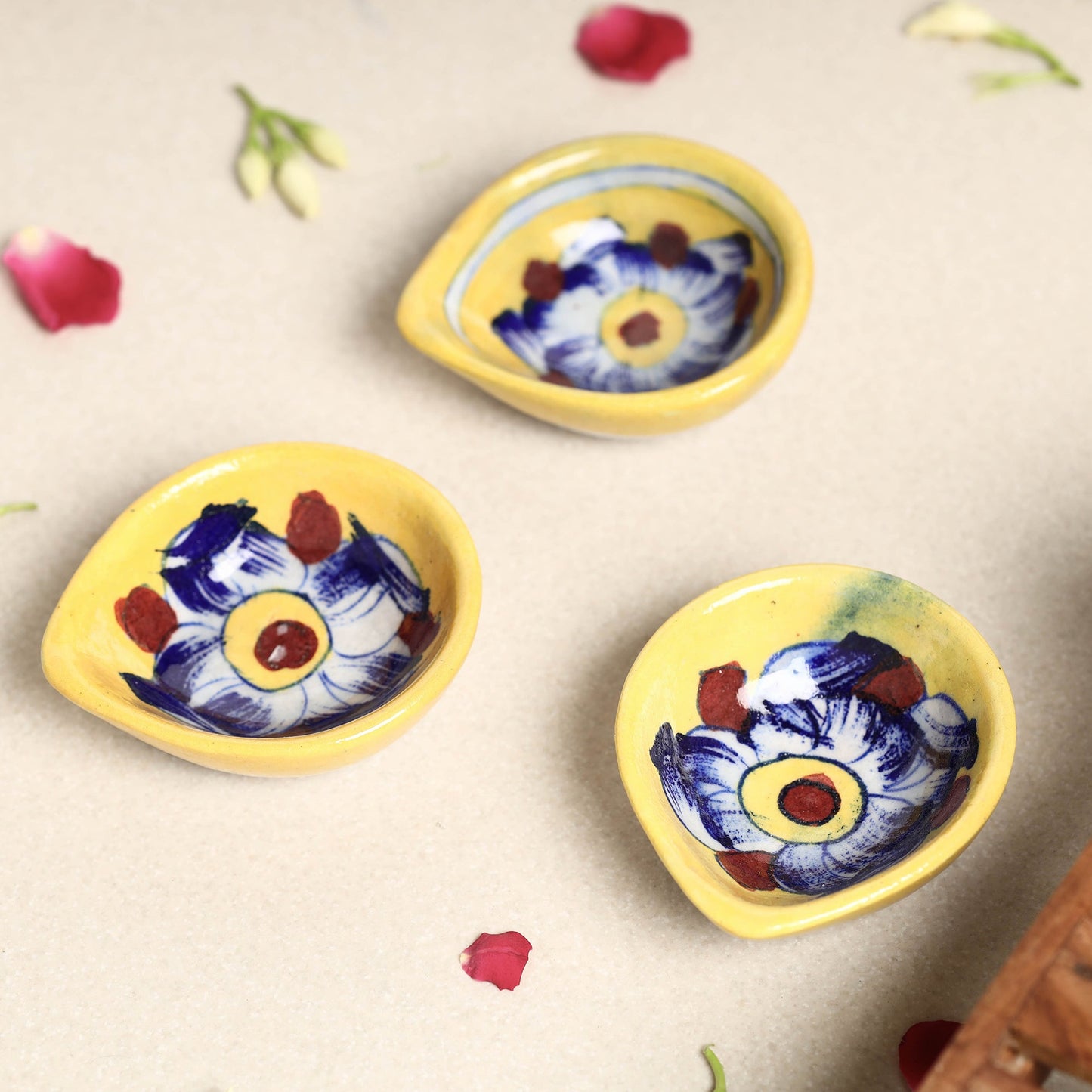  Original Blue Pottery Ceramic Diyas 