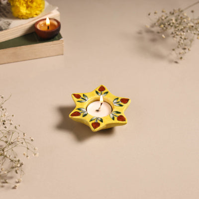 Original Blue Pottery Ceramic Tealight Candle Holder