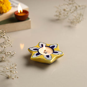  Original Blue Pottery Ceramic Tealight Candle Holder 