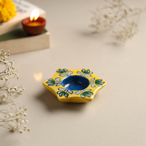  Original Blue Pottery Ceramic Tealight Candle Holder 