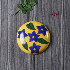 Yellow Original Blue Pottery Ceramic Tile Hand Mirror