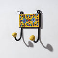  Original Blue Pottery Ceramic Tile Wall Hook Hanger (2 Peg) 