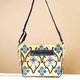  Original Crewel Hand Embroidery Leather & Velvet Laptop Bag 