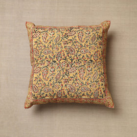 Yellow - Original Pedana Block Print Cotton Kalamkari Cushion Cover 13