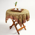 Yellow Pedana Kalamkari Block Print Cotton Table Cover
