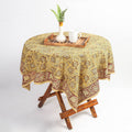 Yellow Original Pedana Kalamkari Block Printed Cotton Table Cover