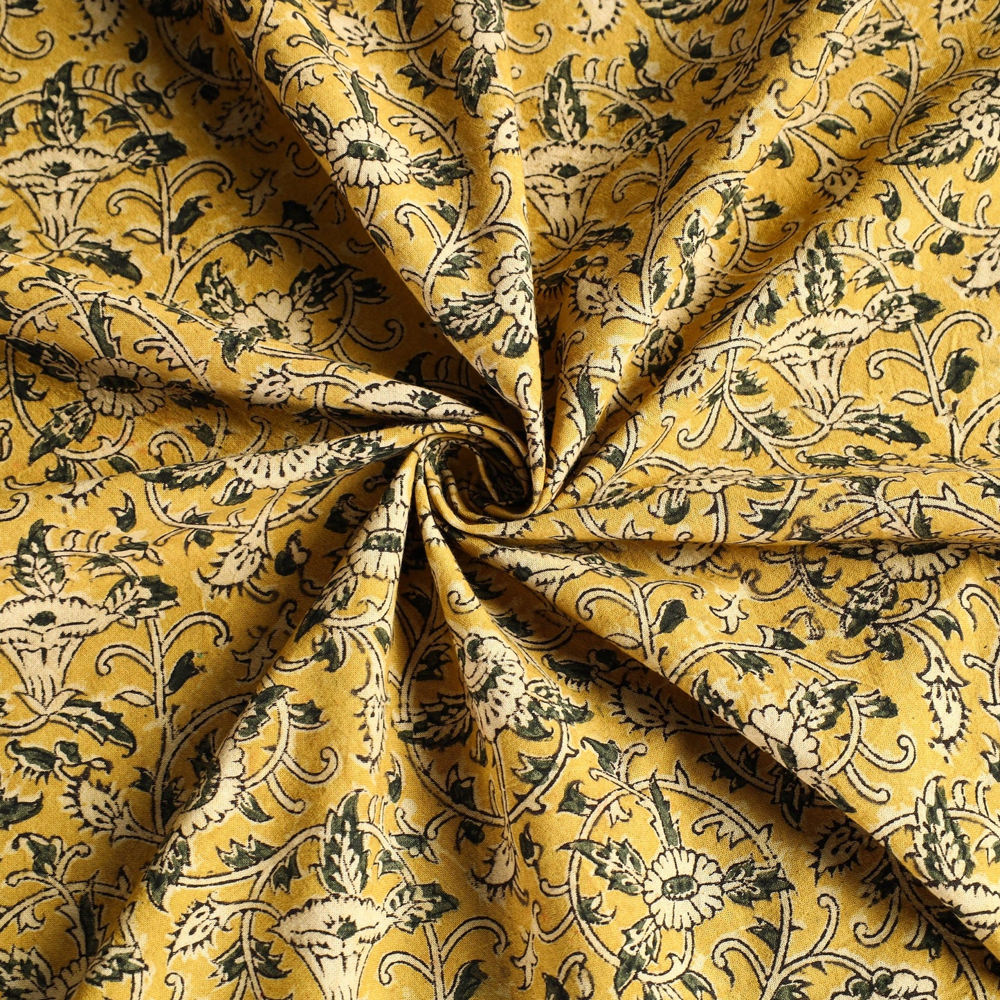 Yellow Original Pedana Kalamkari Block Printed Cotton Table Cover