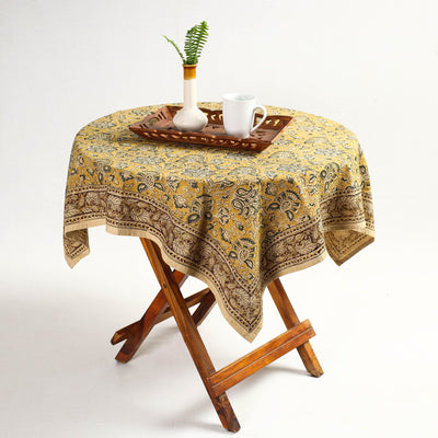 Buy Yellow Original Pedana Kalamkari Block Printed Cotton Table Cover 