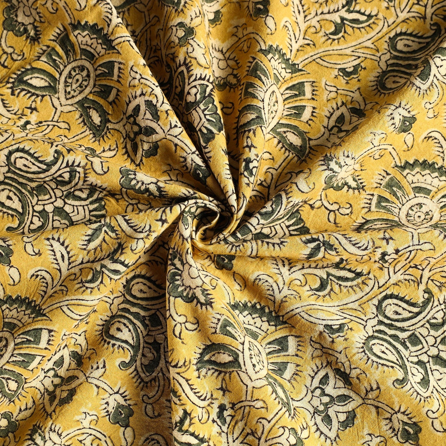 Buy Yellow Original Pedana Kalamkari Block Printed Cotton Table Cover 