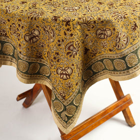 Buy Yellow Original Pedana Kalamkari Block Printed Cotton Table Cover