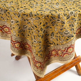 Yellow Original Pedana Kalamkari Block Printed Cotton Table Cover