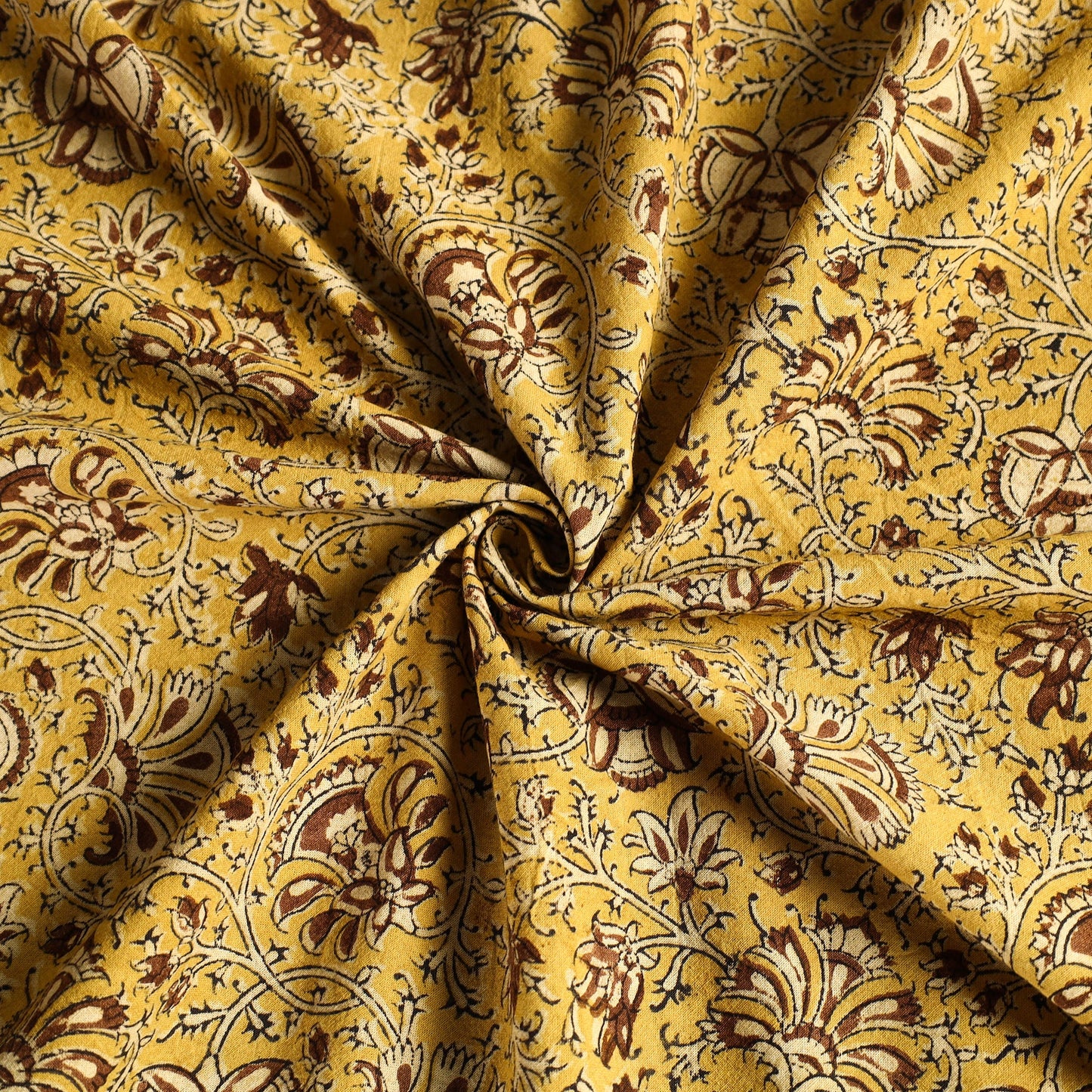 Buy Yellow Original Pedana Kalamkari Block Printed Cotton Table Cover