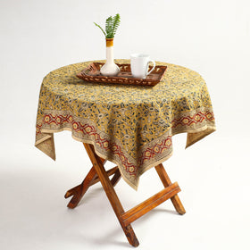 Yellow Original Pedana Kalamkari Block Printed Cotton Table Cover