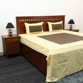 Buy Yellow Patchwork Cotton Double Jacquard Bed Sheet Set
