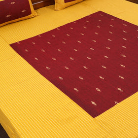 Yellow - patchwork cotton double jacquard bed sheet set 04