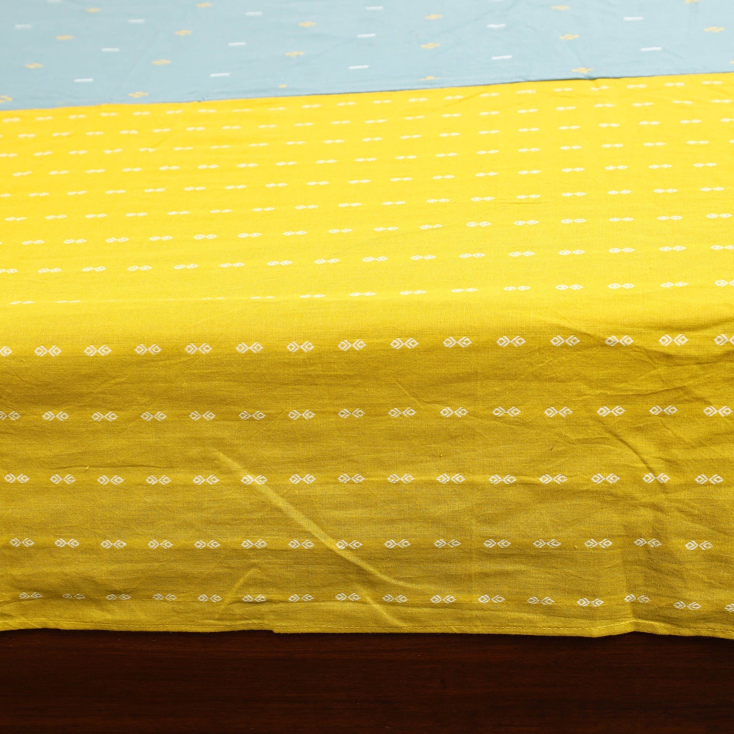 Yellow - patchwork cotton double jacquard bedsheet set 05
