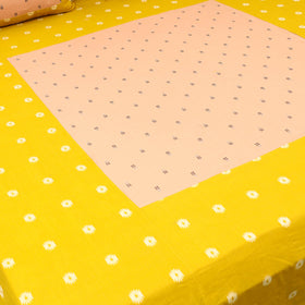 Yellow - patchwork cotton double jacquard bedsheet set 09