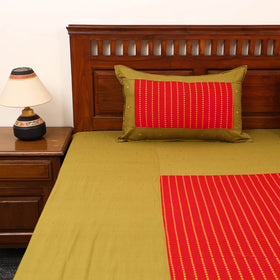 Yellow - patchwork cotton double jacquard bedsheet set 20