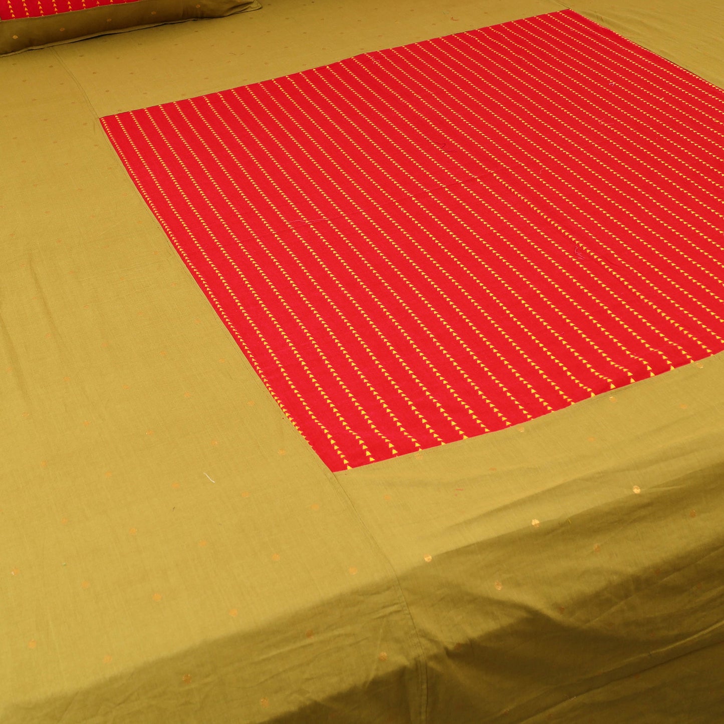 Yellow - patchwork cotton double jacquard bedsheet set 20