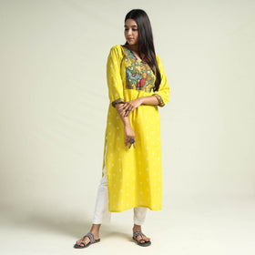 Buy Patchwork Cotton Straight Jacquard Kurta