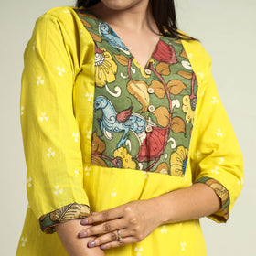 Buy Patchwork Cotton Straight Jacquard Kurta