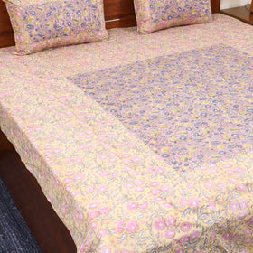 Patchwork hand double sanganeri bedsheet set (108 x 90 in)