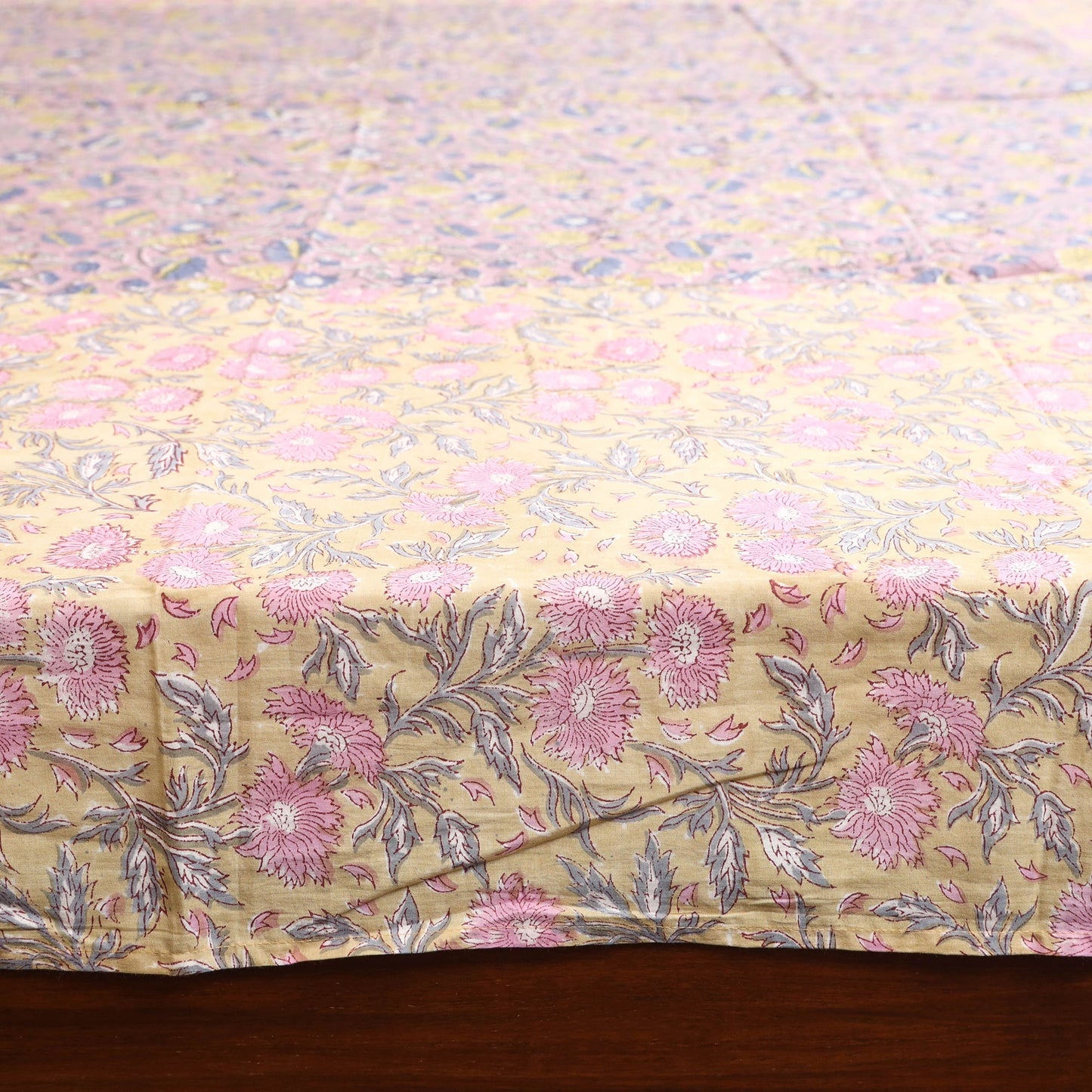 Patchwork hand double sanganeri bedsheet set (108 x 90 in)