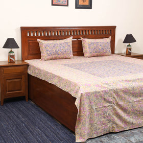 Patchwork hand double sanganeri bedsheet set (108 x 90 in)