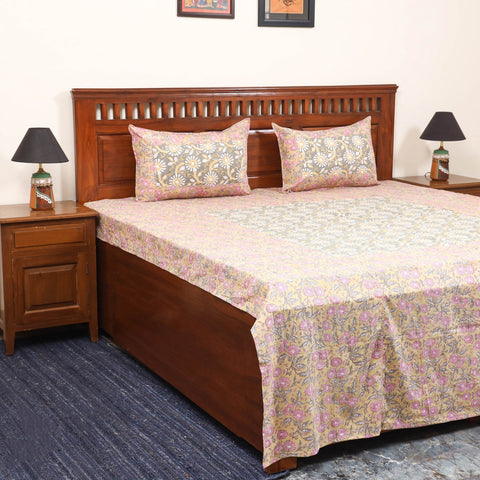 Patchwork hand double sanganeri bedsheet set (108 x 90 in)