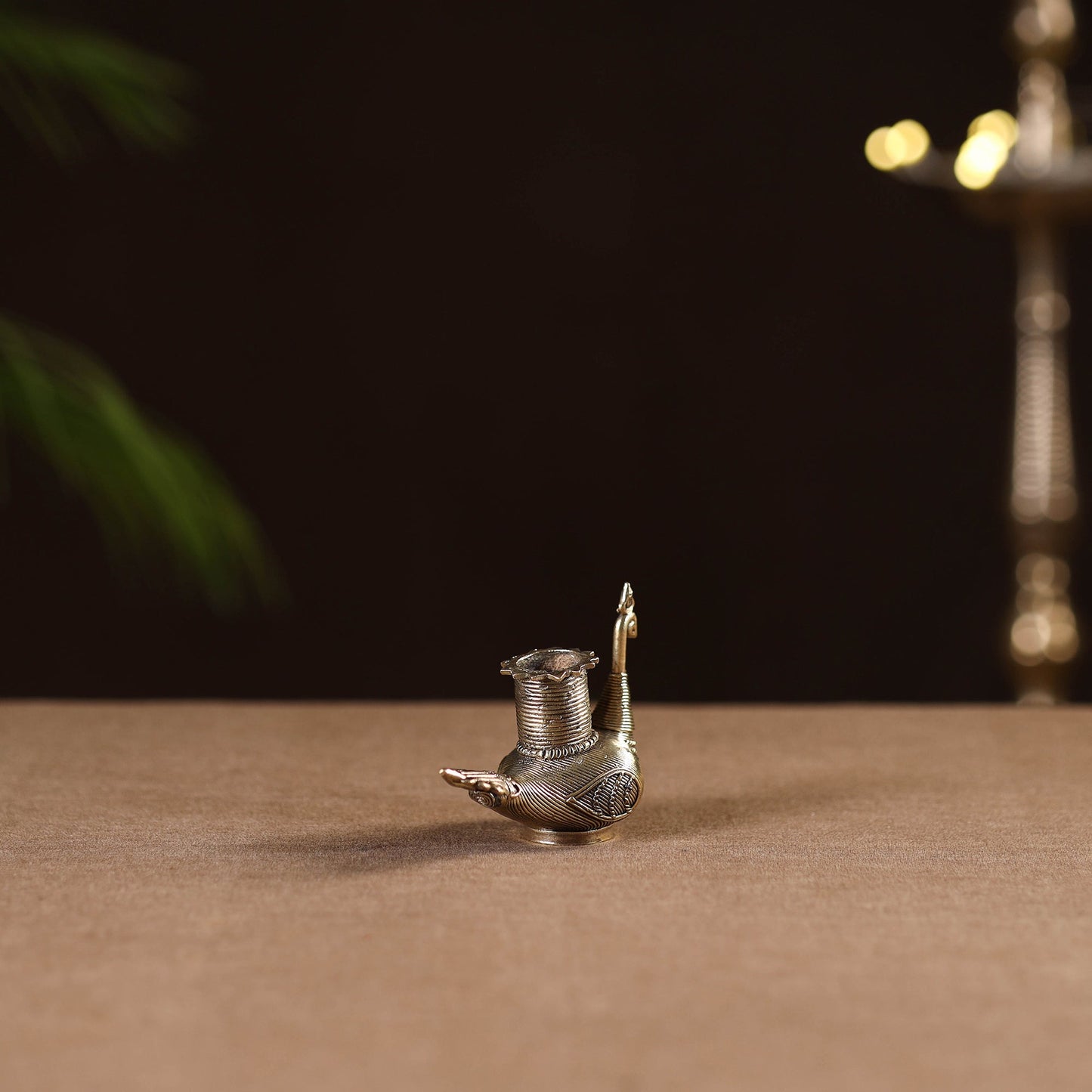 Peacock - tribal odisha dokra handmade candle stand 11