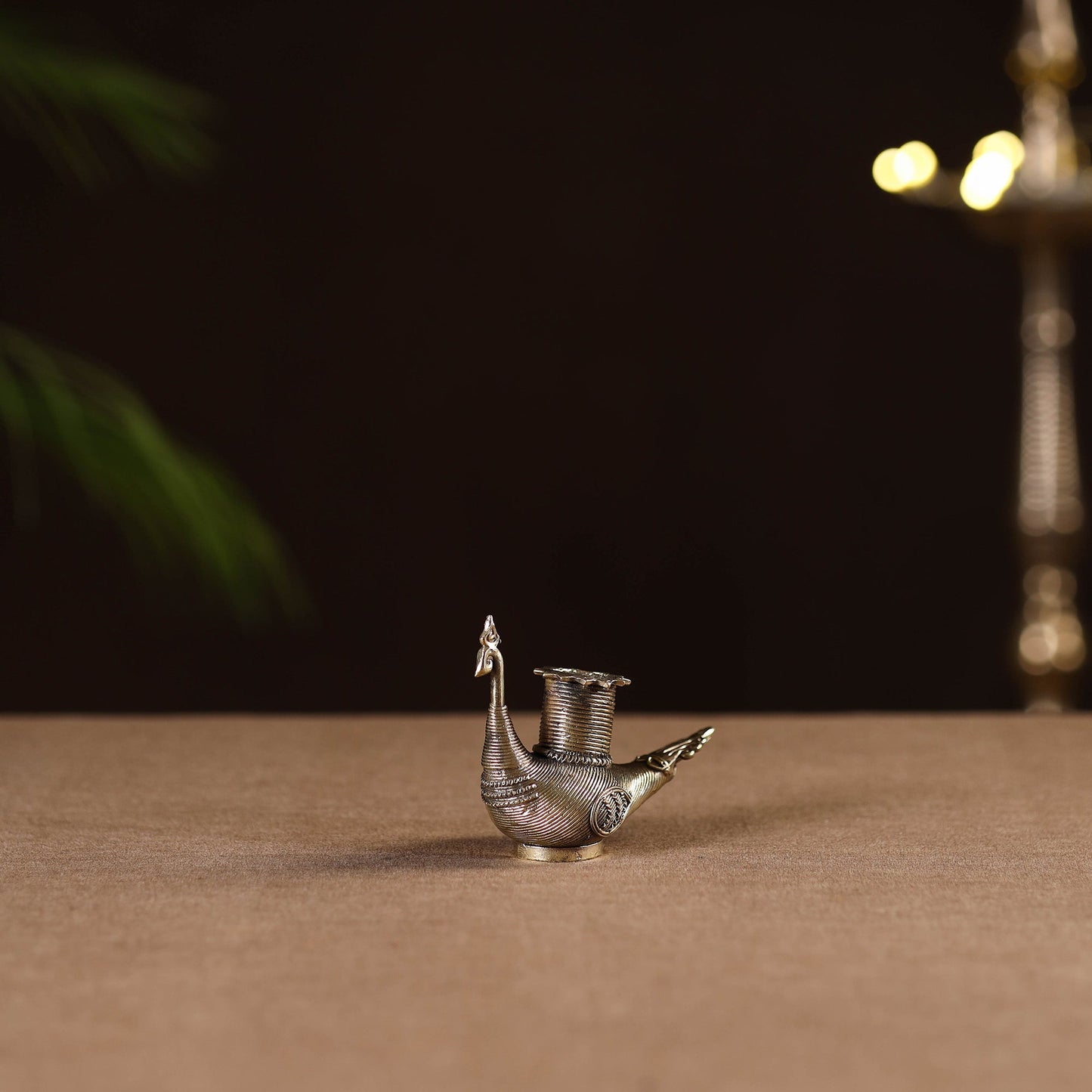 Peacock - tribal odisha dokra handmade candle stand 11