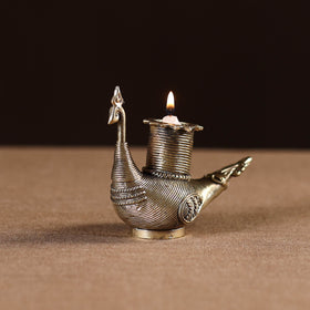Peacock - tribal odisha dokra handmade candle stand 11