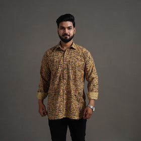 Buy Yellow Pedana Block Print Cotton Men Kalamkari Shirt 