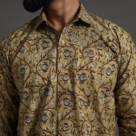 Buy Yellow Pedana Block Print Cotton Men Kalamkari Shirt