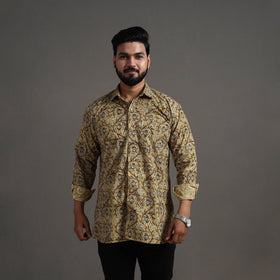 Buy Yellow Pedana Block Print Cotton Men Kalamkari Shirt