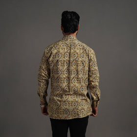 Buy Yellow Pedana Block Print Cotton Men Kalamkari Shirt