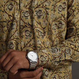 Buy Yellow Pedana Block Print Cotton Men Kalamkari Shirt
