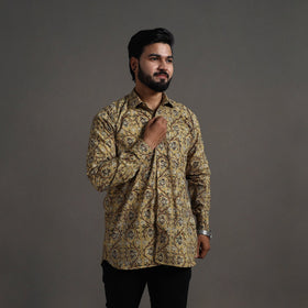 Buy Yellow Pedana Block Print Cotton Men Kalamkari Shirt