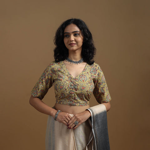 Pedana cotton natural dyed kalamkari readymade blouse 02