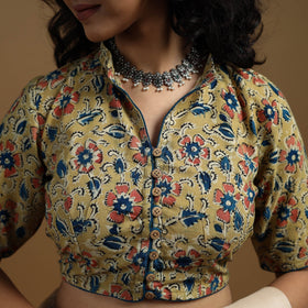 Pedana cotton natural dyed kalamkari readymade blouse 08