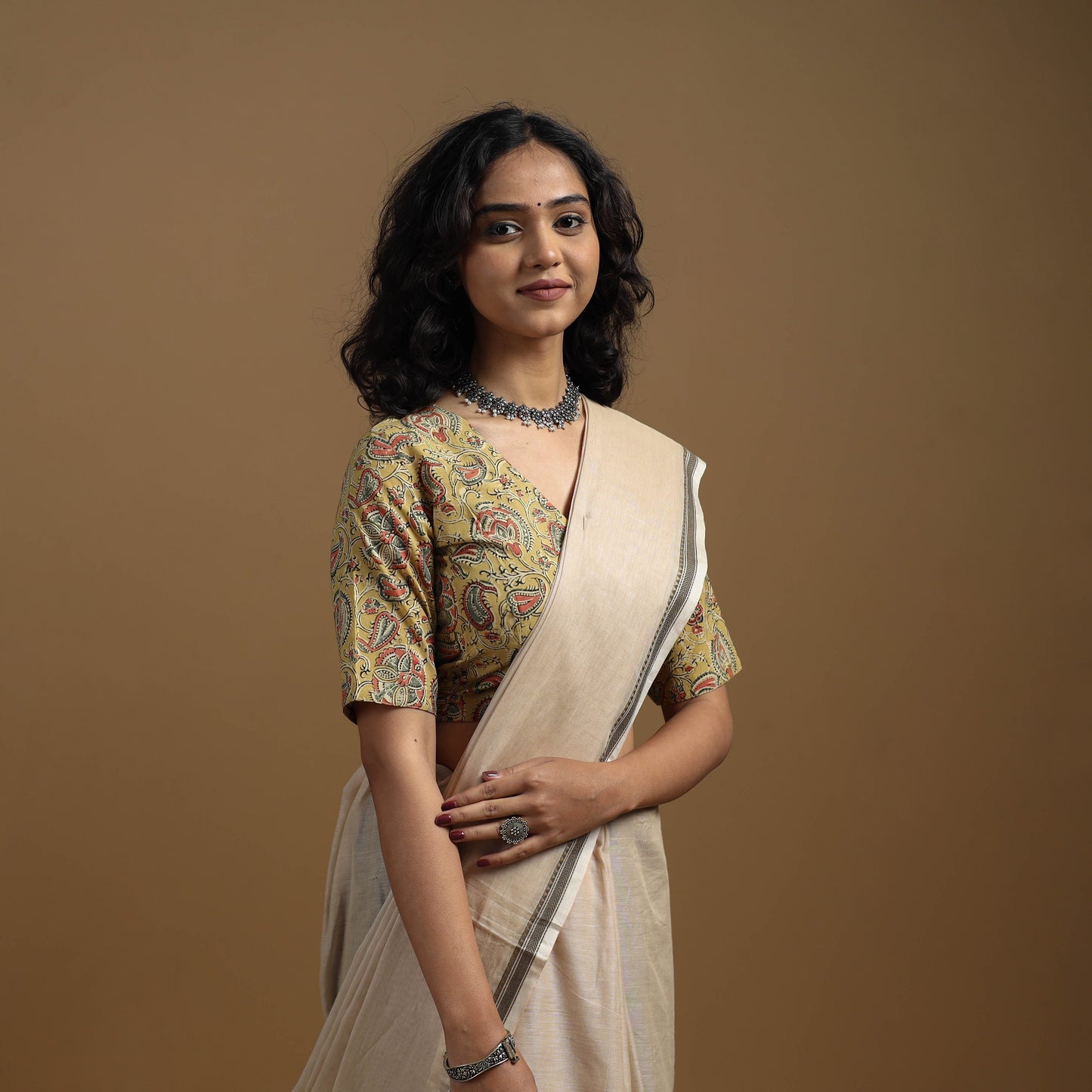 Pedana cotton natural dyed kalamkari readymade blouse 02