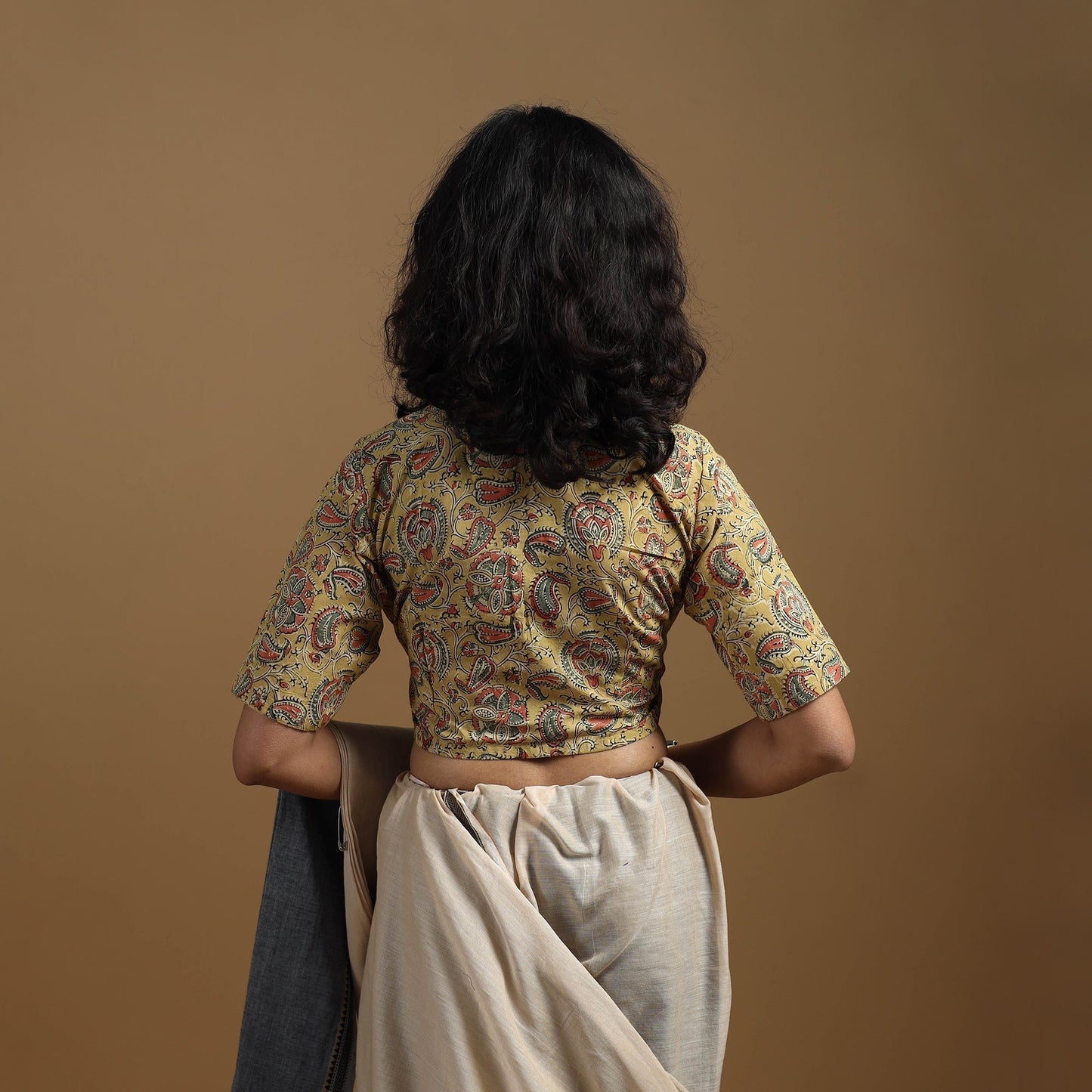 Pedana cotton natural dyed kalamkari readymade blouse 02