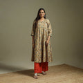 Yellow - pedana natural dyed cotton hand embroidery a-line