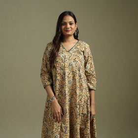 Yellow - pedana natural dyed cotton hand embroidery a-line