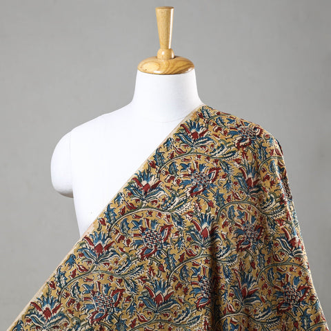  Yellow Pedana Block Print Cotton Kalamkari Fabric