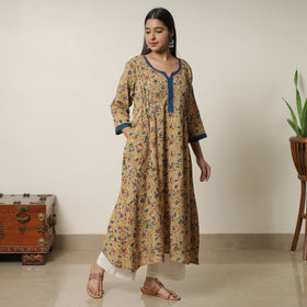 Pedana Kalamkari Block Printed Cotton A-Line Kurta For Women