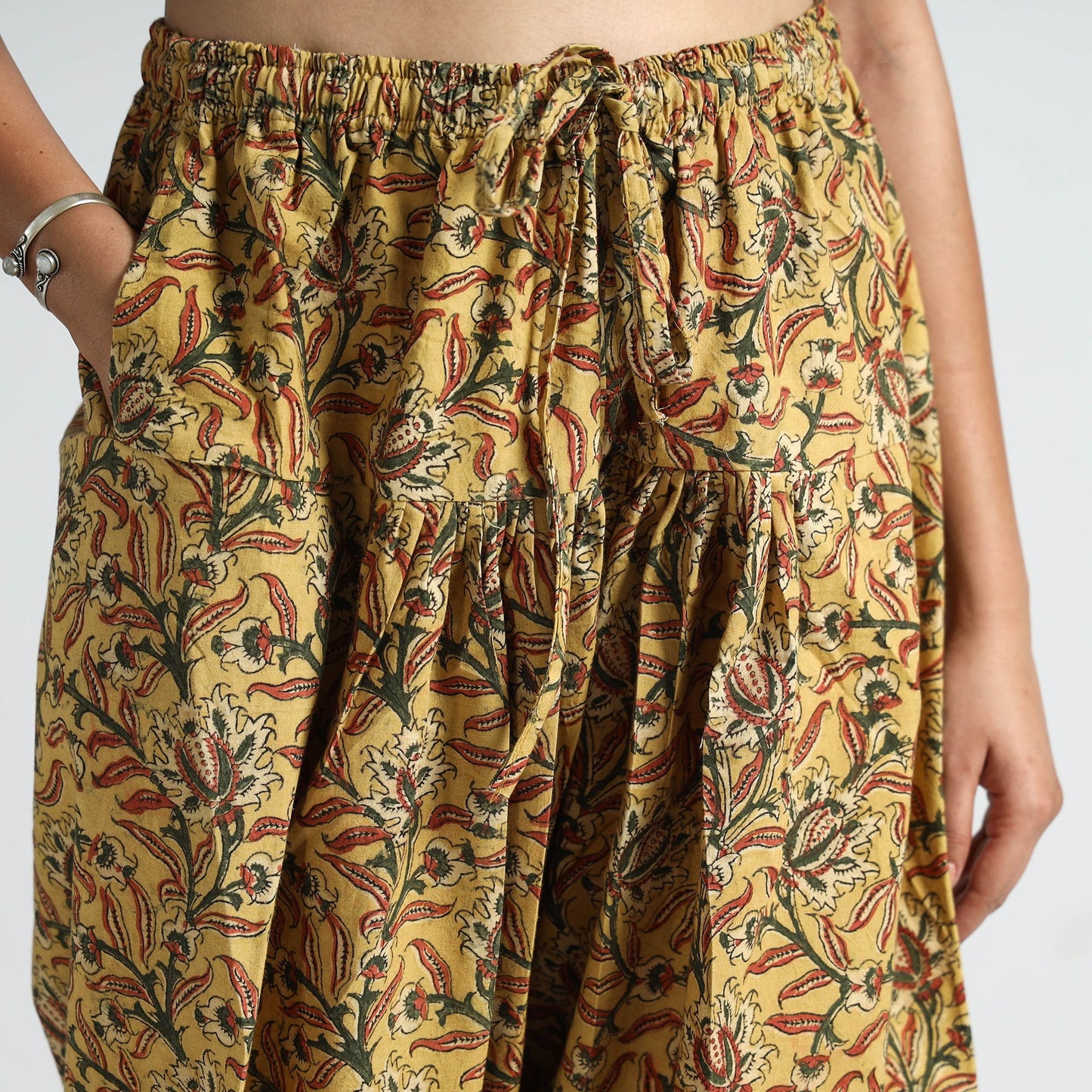 Buy Pedana Kalamkari Block Printed Cotton Elasticated Salwar 19 Online at iTokri.com