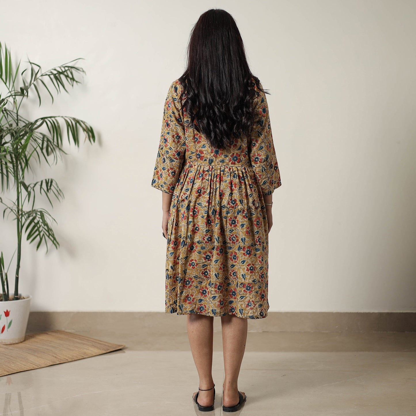  Pedana Kalamkari Block Printed Cotton Flared Dress 01 