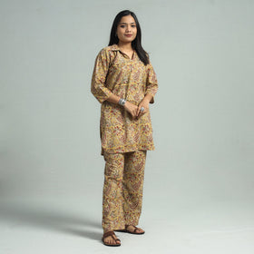  Pedana Kalamkari Block Printed Cotton Co-Ord Set Online at iTokri.com
